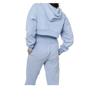 Wholesale Cotton Fleece Tracksuit For Women Long Sleeve Hoodie And Jogger Set Soft Fabric Warm Winter Outfit Custom Logo - Product Image 2