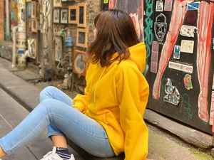 Sweat à capuche oversize pour femme 100% coton-polyester polaire 280 GSM lavage à l'acide et techniques imprimées pour l'hiver - Product Image 3