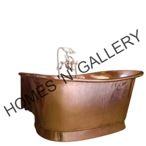 Venta al por mayor bañera independiente de cobre martillado personalizada increíble calidad escurridor desbordamiento tradicional para remojar baños de lujo - Product Image 4