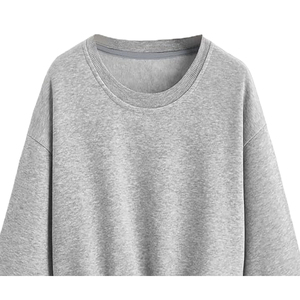 Sudadera de Mujer de Poliéster/Algodón para Invierno, Ecológica, Resistente al Viento, Transpirable, Cuello Redondo, Manga Larga, Color Gris Sólido, Tejido de 340g - Product Image 4