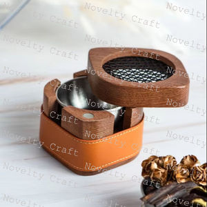 Madera Bakhoor Burmer Madkhan con tira de cuero Quemador de incienso Cartón dorado Metal Venta caliente China Tamaño de diseño personalizado - Product Image 2