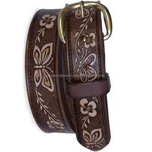 Cinturón de herramientas de cuero occidental para hombres cinturón de vaquero de herramientas de diseño en relieve de alta calidad con hebilla de latón de acabado de latón de lujo - Product Image 5