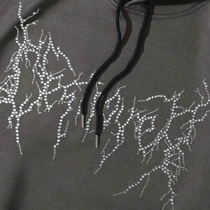 OEM Fabricación Personalizar Rhinestone Logo Sudadera con capucha Hombres Pullover Moda Rhinestone Sudadera con capucha - Product Image 6