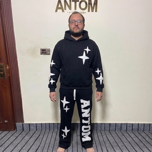 Ensemble de jogging 100% coton avec logo personnalisé, survêtement délavé à l'acide, streetwear, survêtement de sport délavé à l'acide avec logo personnalisé - Product Image 3