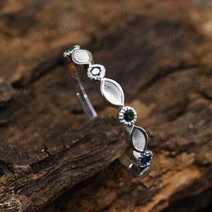 Hecho a mano 925 Plata 2x4mm Marquesa Color CZ media eternidad bisel en blanco ajuste anillo leche materna DIY cenizas trabajo recuerdo joyería - Product Image 2