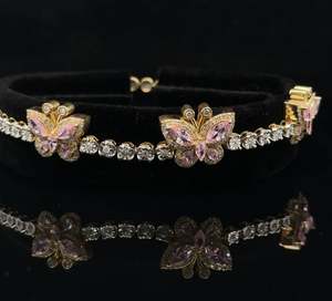 Pulsera de Tenis con Cuentas de Moissanita, Plata de Ley 925, Diamante Amarillo, Mariposa Multicolor, Regalo Romántico Perfecto para Cumpleaños - Product Image 1