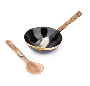 Cuillère et bol en corne de buffle de haute qualité dernière conception artisanat vaisselle en corne naturelle utilisé cuillère à dessert bol de service - Product Image 2