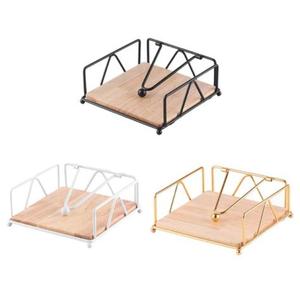 Porte-serviettes en métal lourd le plus vendu avec base en bois et accents décoratifs modernes pour une décoration intérieure élégante - Product Image 1