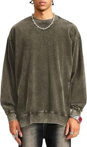 Poids lourd lavage à l'acide coton sweat hommes rue mode Vintage lavage à l'acide sweat hommes hiver pull - Product Image 2