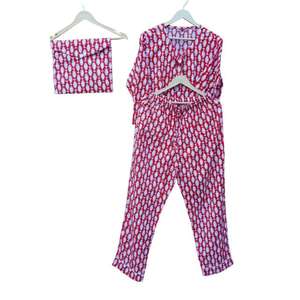 Ensemble de pyjama en coton imprimé numérique indien, élégant, luxueux, tendance, vêtements de nuit pour femmes et hommes, respirant, doux, séchage rapide - Product Image 5