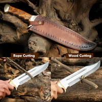 Couteau de chasse artisanal en acier D2, 18 pouces, grand modèle Bowie, lame fixe pleine longueur avec manche en bois de rose