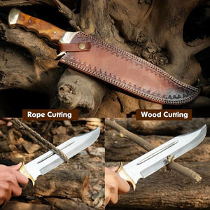 Couteau artisanal en acier D2, 18 pouces, grand couteau Bowie à lame fixe pleine soie, couteaux de chasse avec manche en bois de rose - Product Image 3
