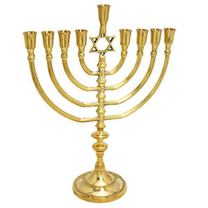 Modern Solid Metal Hanukkah Menorah 9 Branched Candelabra Elegant <b>Bronze</b> Finish <b>Candle</b> <b>Holder</b> For Home Decoration & Celebration - Product Image 4