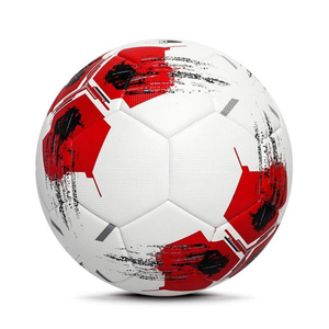 Ballon de Football Personnalisé en Cuir PU Blanc Rouge Noir Taille 5 Cousu à la Machine Durable et Écologique Entraînement pour Équipes et Clubs - Product Image 1