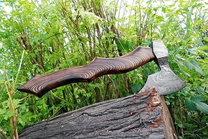 ขวานเหล็กดามัสกัสทำด้วยมือคุณภาพสูงทำด้วยมือขวานเพื่อการอยู่รอดทำจากหนังพร้อมใบมีดคมไม่เหมือนใครหัวขวาน SCL - Product Image 4