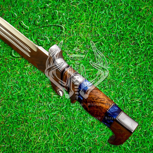 Couteau Bowie de Camping à Lame Fixe en Acier D2 Fait à la Main avec Poignée en Résine et Gaine en Cuir Cadeau Idéal - Product Image 4