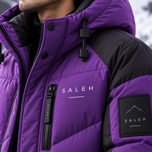 Men's <b>Long</b> Puffer Jacket Winter Warm Quilted Hooded <b>Coat</b> Canvas Front Logo <b>Waterproof</b> Insulated OEM Wholesale - Product Image 5