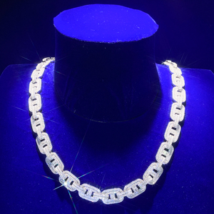 14k Gold Baguette Cut Moissanite Diamond <b>Fine</b> <b>Chains</b> Necklaces 925 Sterling <b>Silver</b> Cuban <b>Chain</b> VVS Iced Hip Hop Jewelry for Men - Product Image 4