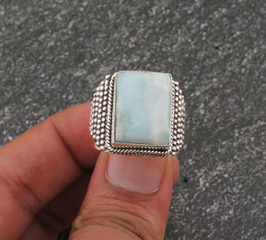 Bague solitaire classique bohème délicate en argent sterling 925 sertie de pierres précieuses turquoise taille brillant, faite à la main, pour femme, mariage - Product Image 4