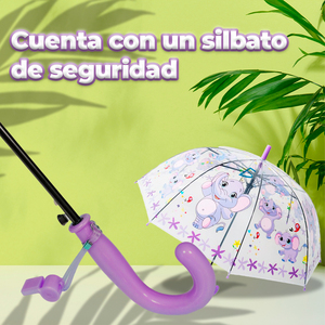 190T Transparent Waterproof <b>Umbrella</b> with Flirty Elephant Cartoon Design Promotional Clear Straight <b>Umbrella</b> - Product Image 3