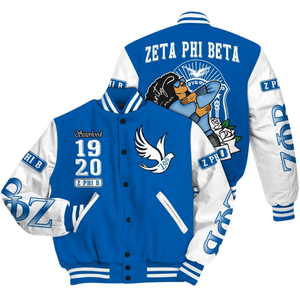 Zeta Phi Beta 1920 Bleu Blanc Letterman Veste Sororité Grec Vie Varsity ZPB Chenille Patch Fondateurs Style Porter - Product Image 3