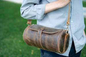 Fashionable Cylinder <b>Handbags</b> for Women Luxury High Quality Genuine Leather Crossbody Bags <b>Vintage</b> Style Zipper LCYB-0064 - Product Image 3