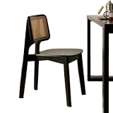 Silla de Comedor Moderna y Ecológica de Madera Maciza Alister con Respaldo de Ratán Único para Comedor - Product Image 5