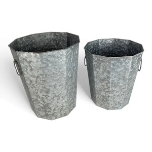 Macetas Ovaladas de Metal Galvanizado con Textura, Estilo Rústico Vintage, para Decoración de Interiores y Jardinería Exterior - Product Image 4