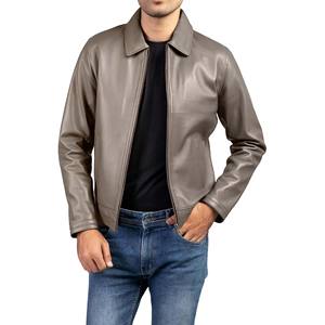 Veste en cuir véritable pour homme, bleu, coupe ajustée, fermeture éclair, style moto, vêtement décontracté pour la vente en gros et l'OEM - Product Image 1