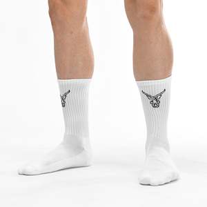 ถุงเท้า IRONGEAR Outline Crew Socks แพ็คคู่ ถุงเท้ากีฬาถักคุณภาพสูงสำหรับปั่นจักรยาน สไตล์ฤดูใบไม้ร่วง พร้อมลายโลโก้ - Product Image 3