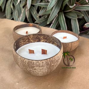 เทียนหอมกะลามะพร้าวธรรมชาติทำด้วยมือของขวัญสุดสร้างสรรค์เป็นมิตรกับสิ่งแวดล้อมเทียนหอมแบบชามมะพร้าวทำจากขี้ผึ้งธรรมชาติเป็นมิตรกับสิ่งแวดล้อม - Product Image 6