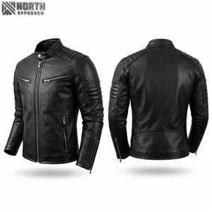 แจ็คเก็ตบอมเบอร์หนังแท้ลายพรางน้ำหนักเบา สไตล์มอเตอร์ไซค์ ยูนิเซ็กซ์ กันน้ำ ปิดด้วยซิป แฟชั่นฤดูหนาว ด้านหน้า - Product Image 1