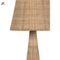 Lampe de table colonne vintage moderne en rotin naturel Viet Mai Lan, LED 2700K blanc chaud, couleur personnalisable, culot E27, pour bureau