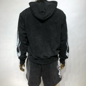 Sweat à capuche à fermeture éclair en polaire délavé pour hommes polyester/coton vierge de haute qualité Pull-over délavé à l'acide vintage printemps - Product Image 2