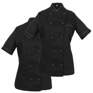 Lot de 2 vestes de chef, uniforme de bar et de restaurant, manches courtes - Marque MISEMIYA, fabriqué au Sri Lanka - Réf. 848B - Product Image 3