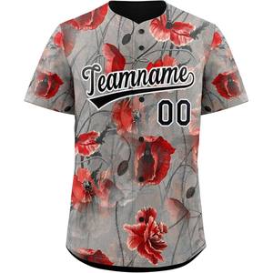 Maillot de Baseball Graphique par Sublimation Full Button Custom Team Shirt Tackle Twill Name Number Youth Mesh Softball Uniform USA - Product Image 2