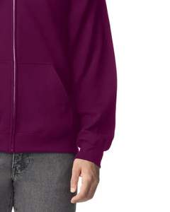 Sudadera con capucha unisex con cremallera completa en color granate oscuro, sudadera con capucha de forro polar con cremallera completa, impresión de logotipo personalizado OEM, ropa informal diaria para hombres y mujeres - Product Image 6