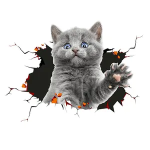 Kedi vinil kedi Sticker ats Scratch kapak komik tampon çıkartması oto, kamyon, motosiklet, duvar, pencere
