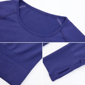 Vente en gros de vêtements de sport pour femmes Haut de fitness à manches longues Ensemble de yoga 2 pièces Leggings taille haute Ensembles d'entraînement pour femmes - Product Image 5