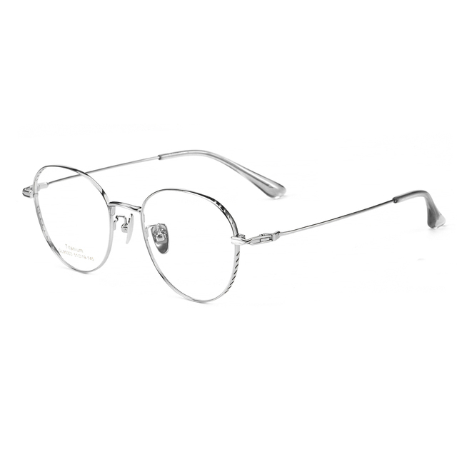 G95003 100% Pure Titanium Metal Optical Frame Small Round Eyeglasses with Lightweight and Solid Pattern Lens Material AC