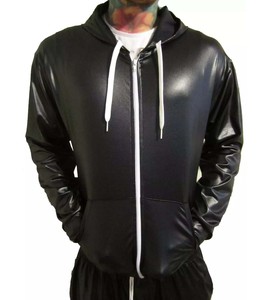 Chaqueta con cremallera para hombre Wet Look Sports Fitness Hoodie en S M L XL-para entrenamientos de gimnasio y actividades al aire libre - Product Image 1