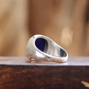 Men's Bohemian 925 Sterling Silver <b>Ring</b> Genuine Solid Natural <b>Lapis</b> <b>Lazuli</b> Classic Style Daily Wear Jewelry Christian Religious - Product Image 5