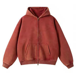 Basics coton mélangé impression personnalisée manches longues col à capuche poche kangourou Logo personnalisé lavage à l'acide à capuche pour hommes - Product Image 1