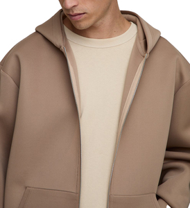 Custom Made Premium Quality Solid Brown 100% Cotton Hooded Pullover Hoodie Wholesale <b>Men</b> Winter Wear - Product Image 6