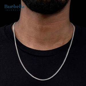 Venta caliente 18K chapado en oro 3mm 925 collar de cadena cubana de plata VVS joyería de moissanita de alta calidad - Product Image 1