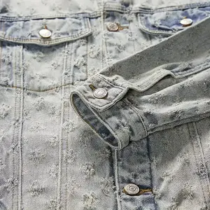 Chaqueta Vaquera Vintage de Alta Calidad para Hombre |   Camiseta con Diseño Personalizado, Estampado de Botones, Desgastada y Rota, Moda Otoño 2026 - Product Image 4