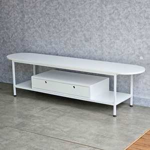 Mueble para TV de Diseño Ministral, Forma Ovalada con Cajón, 180x40x45cm, Madera de Caucho y Estructura de Hierro para Sala de Estar KTV68090 - Product Image 6