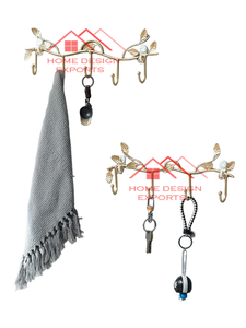 Dernier modèle de porte-manteau en fer forgé doré de style feuille de gingko pour hall d'entrée Vêtements Parapluie Porte-clés Organisateur - Product Image 4