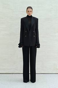 Low MOQ Blazers Ladies Women RIAN NOTCHED BLAZER Rayon Spandex CUSTOM LABEL Ropa de mujer Color NEGRO Blazer cruzado - Product Image 5