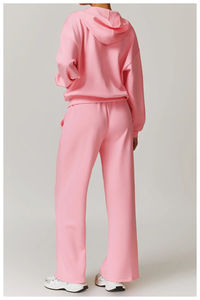 Ensemble de survêtement d'hiver deux pièces personnalisé pour femme, de haute qualité, uni, à manches courtes, coupe classique - Product Image 4